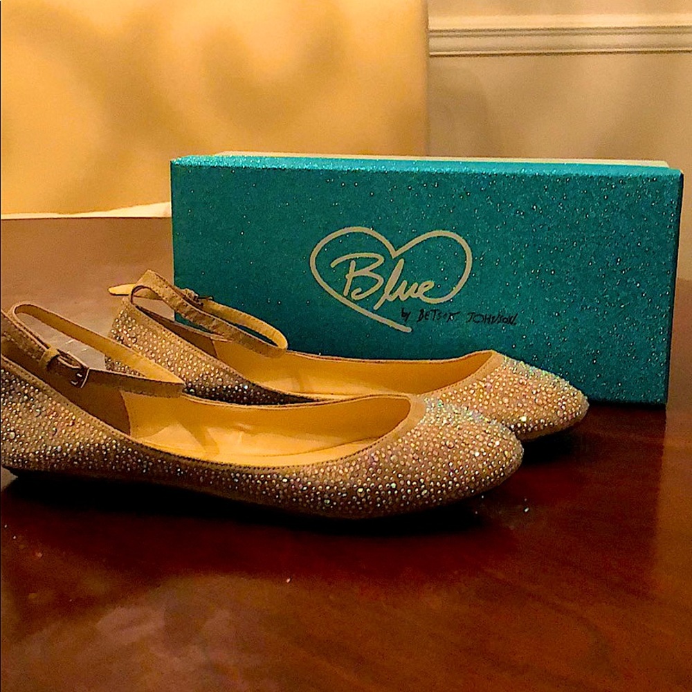 WORN ONCE Betsey Johnson gold/silver ballet flats